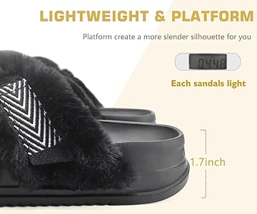 Amazon.com | KuaiLu Women's Fuzzy Criss Cross Band Platform